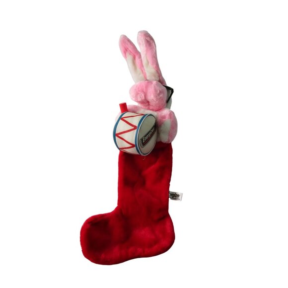 Energizer Pink Bunny Plush With Drum In Red Christmas Stocking 29" Polyester Nov - Picture 3 of 14